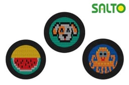 Trampolines with graphics on the mat